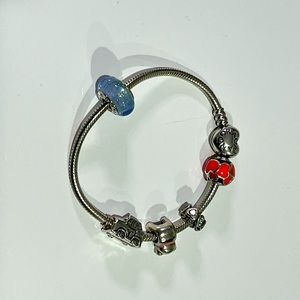 Pandora Sterling silver chain with 5 charms